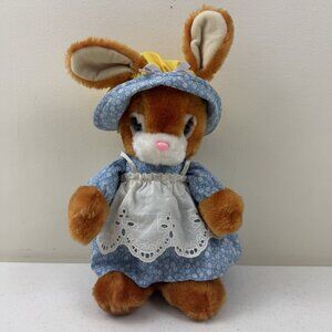 Vintage Fun World Bunny Rabbit Plush Toy Stuffed Easter Unlimited Blue Gingham